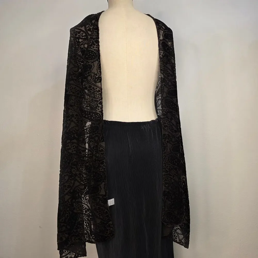Velvet Burnout Scarf Shawl Goth Paisley Sheer Wrap Whimsigoth Festival Boho Silk